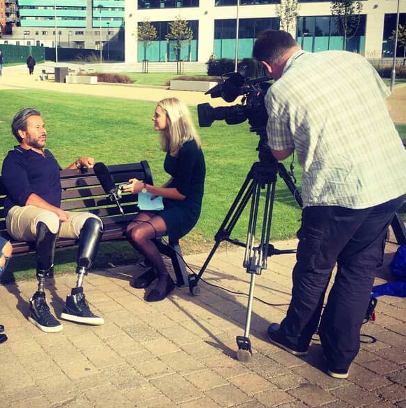 Dean filming with the BBC